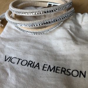 Victoria Emerson White leather wrap bracelet